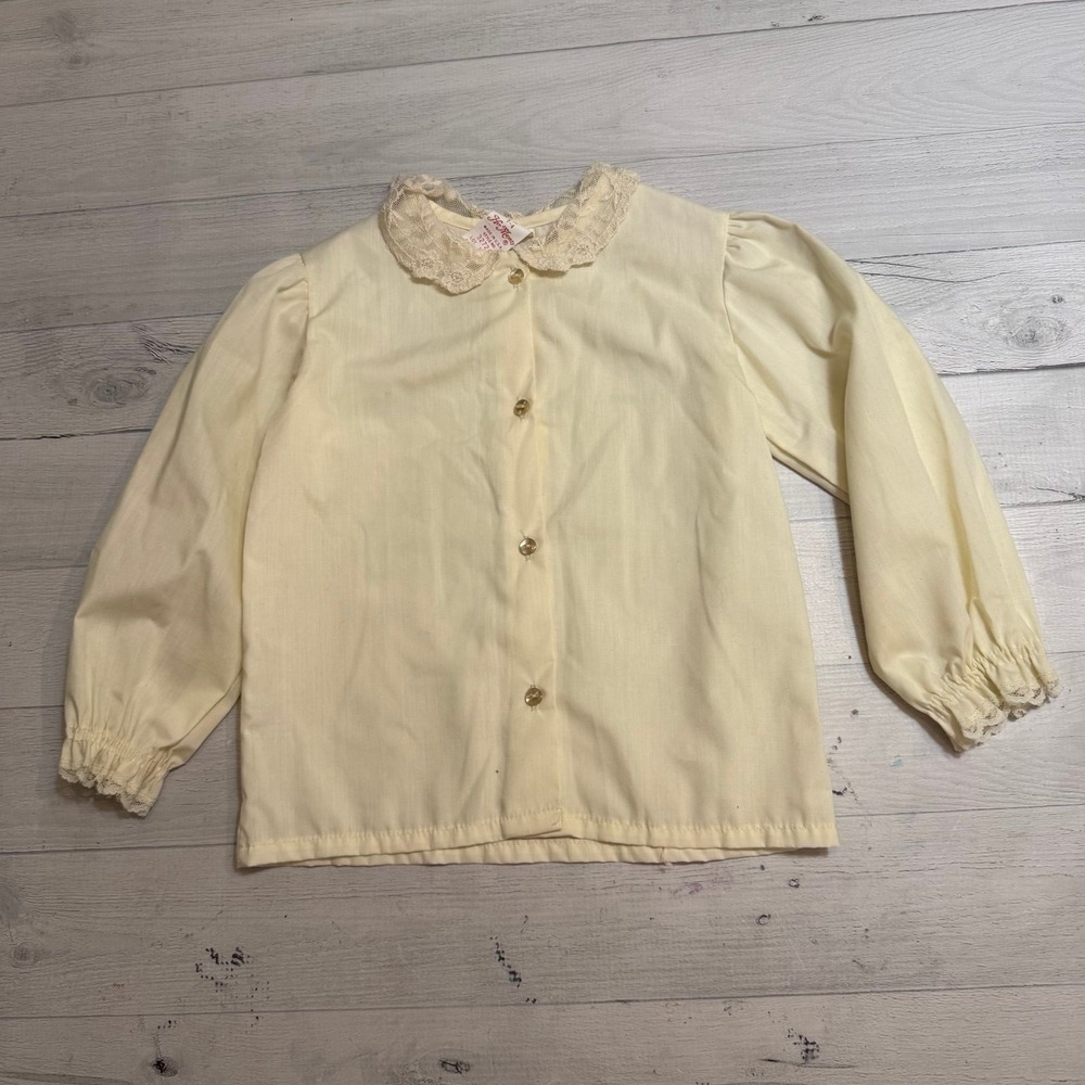 Vintage her majesty girls yellow button up shirt blouse‎ 4T